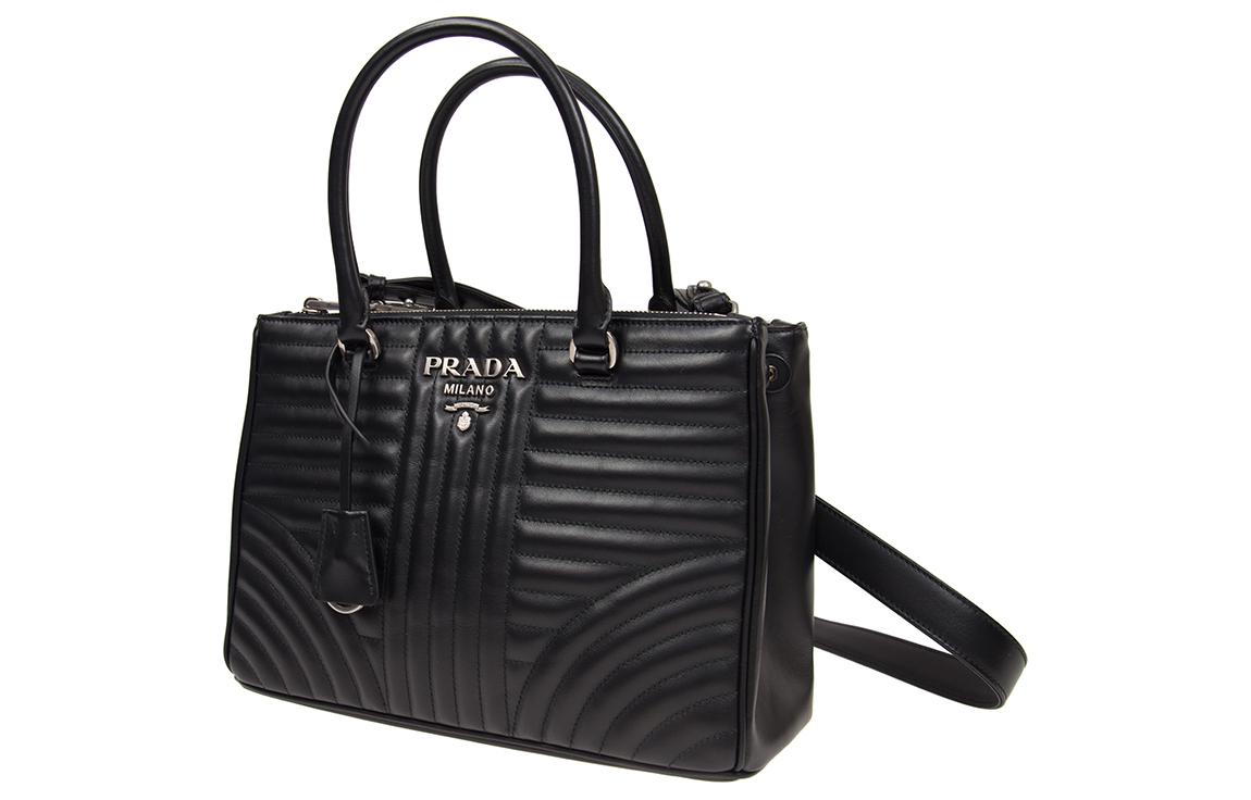 PRADA Diagramme Calfskin Shoulder Bag Crossbody Bag Handbag Women's Black