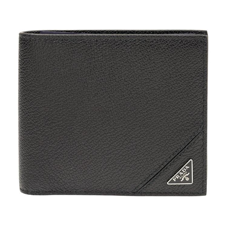 PRADA Cow Leather Wallet Men's Black