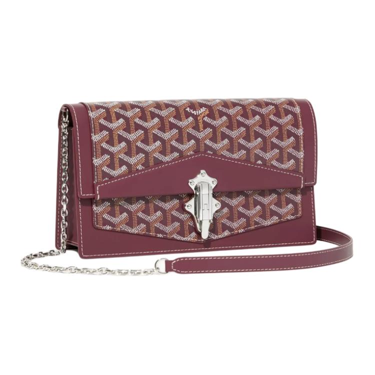 GOYARD Canvas With Calfskin Shoulder Bag Crossbody Bag Women's Burgundy