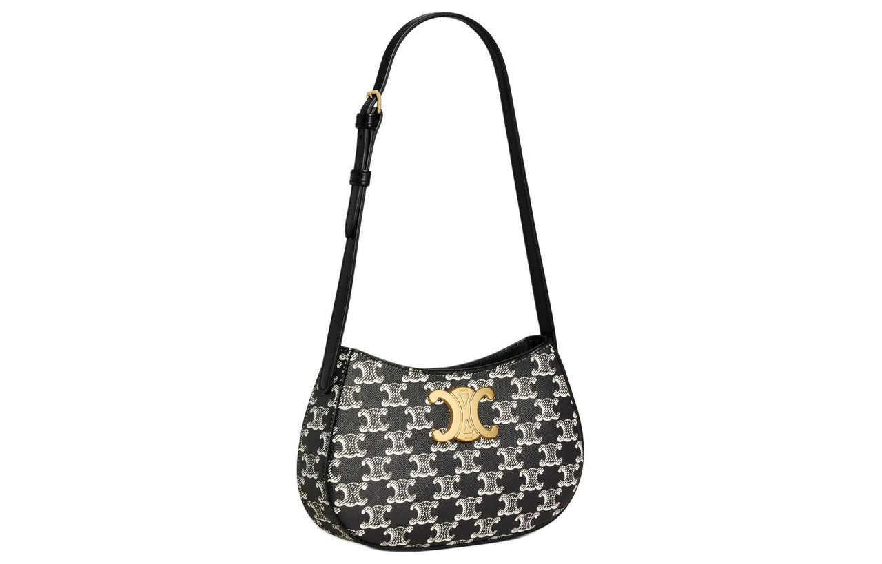 CELINE Cow Leather Binding Handbag, Shoulder Bag Women's Black