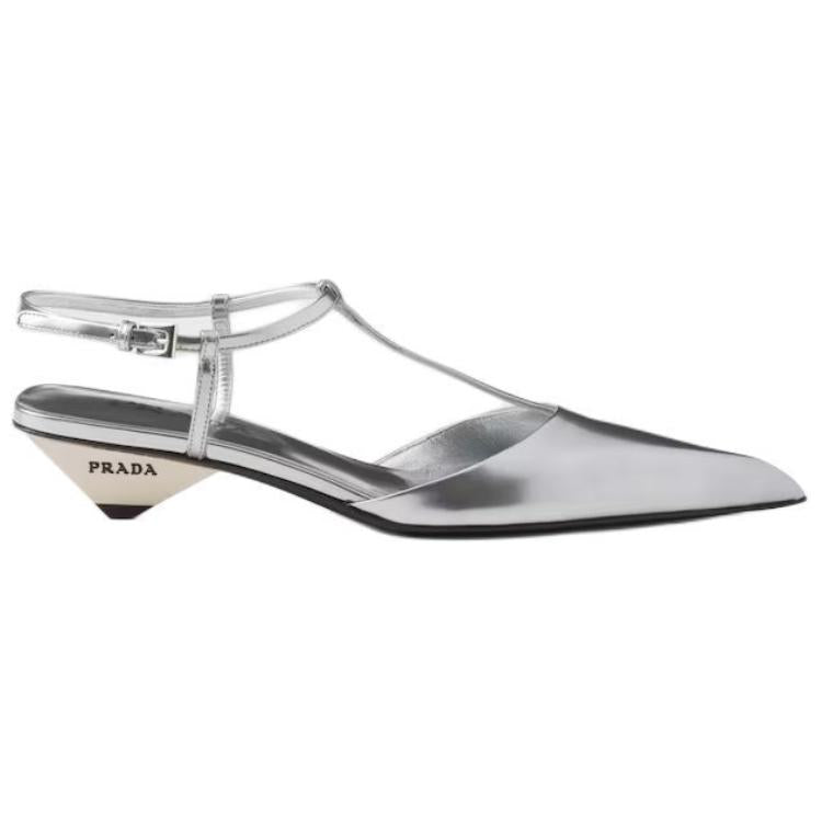 PRADA Cone Heel High Heels 3.5cm Women's Silver