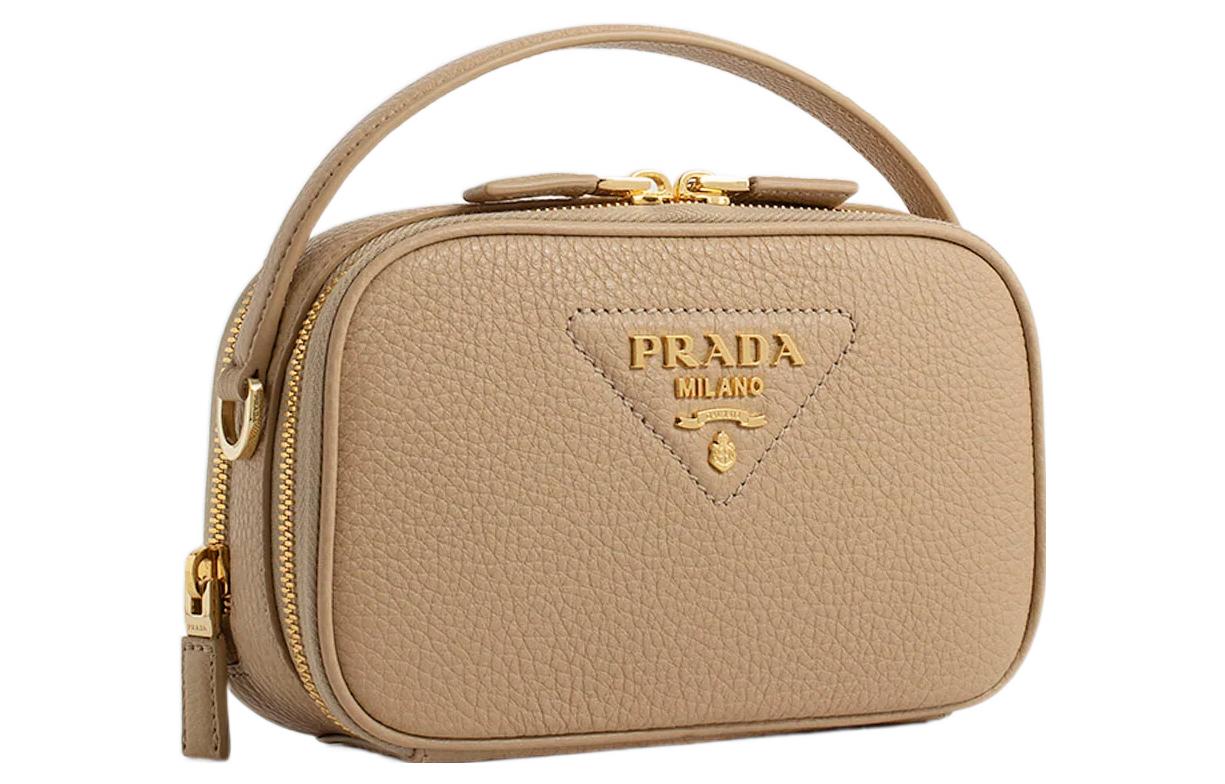 PRADA Calfskin Shoulder Bag Crossbody Bag Handbag Regular Women's Sand