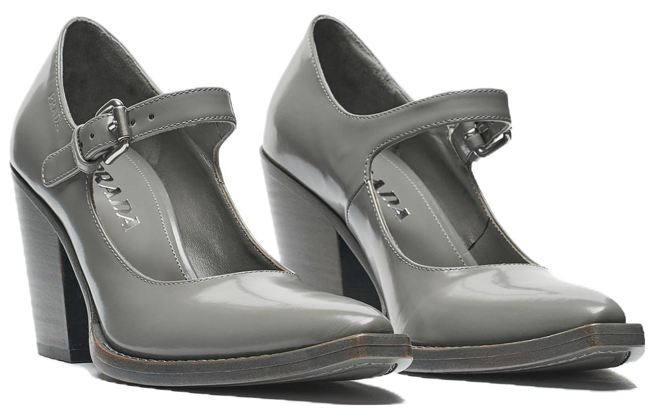 PRADA Chunky Heel High Heels 9cm Women's Gray