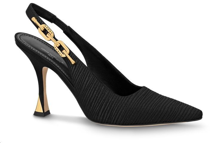 LOUIS VUITTON Sparkle Slim Heel High Heels 9.5cm Women's Black