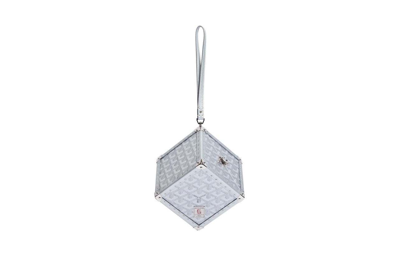 GOYARD Dé Canvas With Leather Wrist Bag Women's Silver