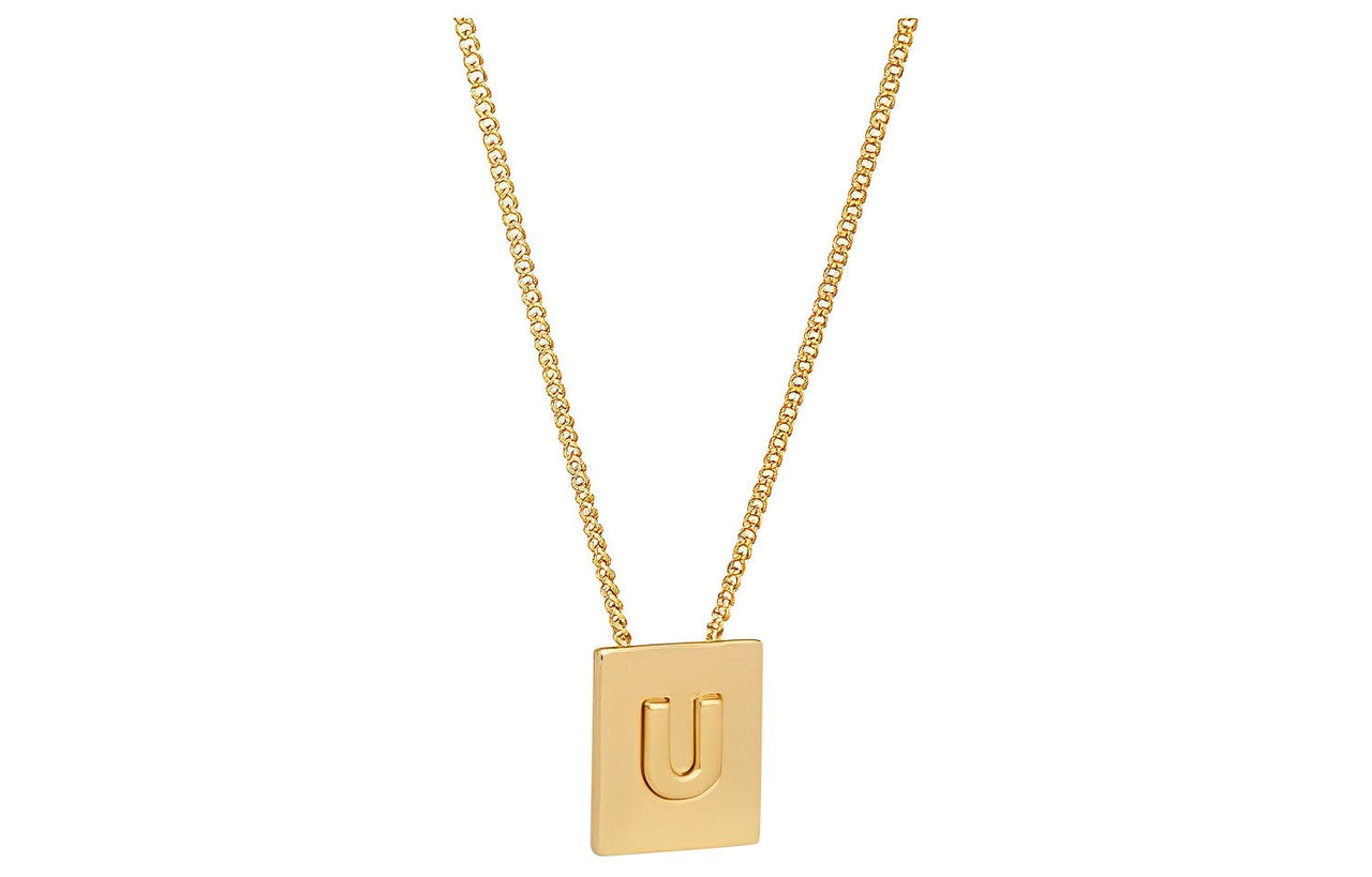 CELINE Alphabet U Necklace In Brass With Gold Finish