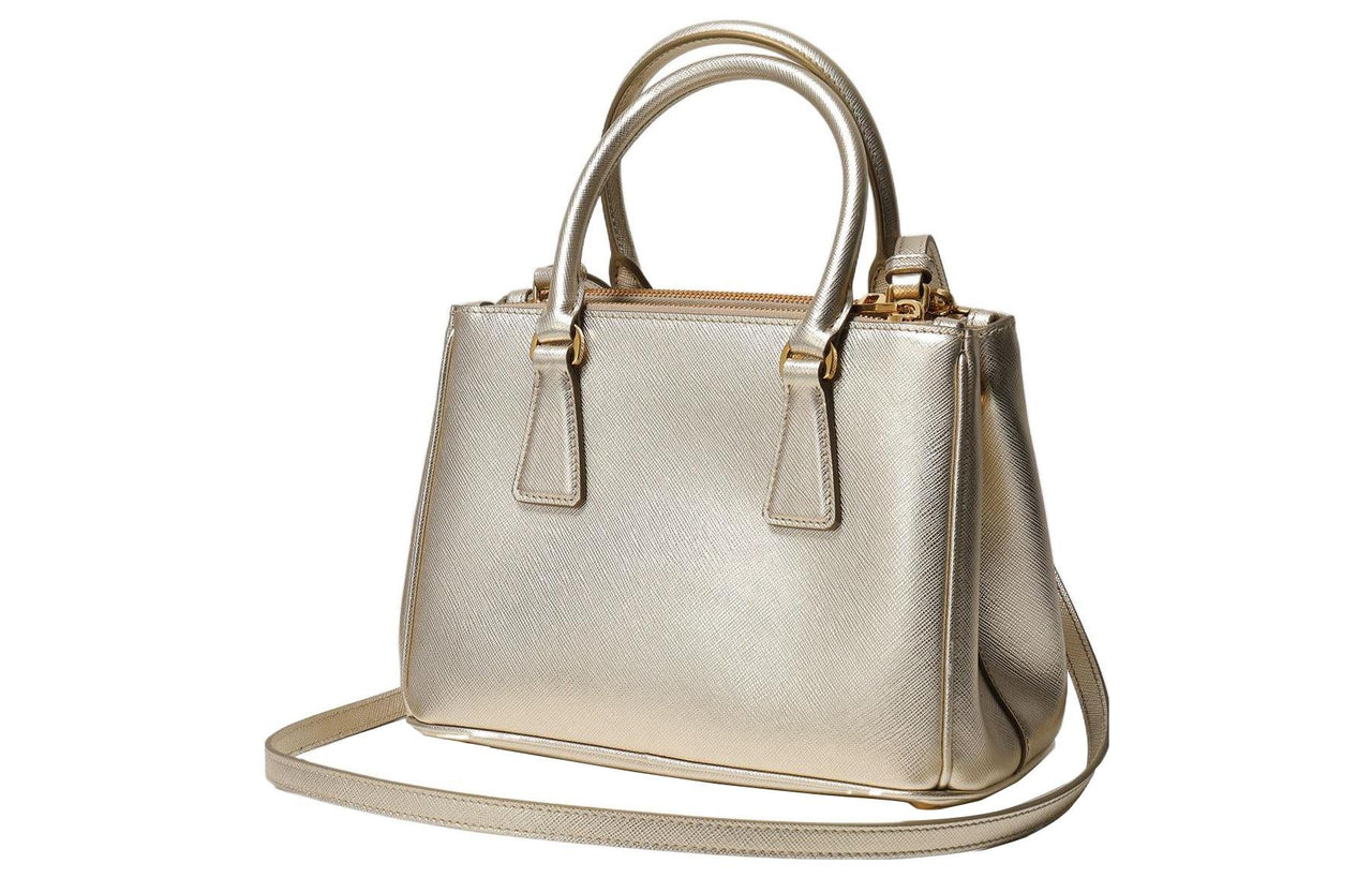PRADA Cow Leather Tote Bag Shopping Bag Shoulder Bag Handbag Women's Gold
