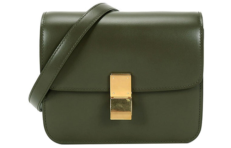 CELINE Classic Bo Polished Cow Leather Handbag Block Shoulder Bag Crossbody Bag Women's Army Green