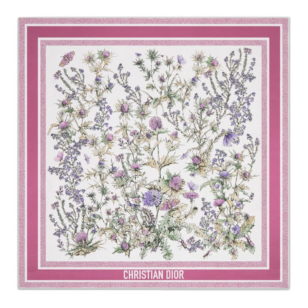 DIOR Silk Scarves Women's White/Purple