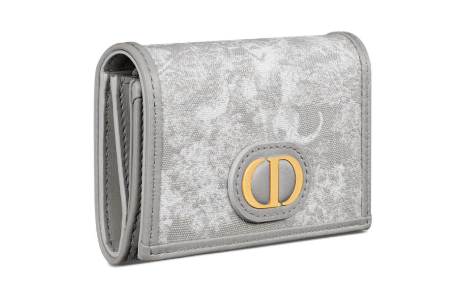 DIOR 30 Montaigne Jacquard Fabric Wallet Women's Gray
