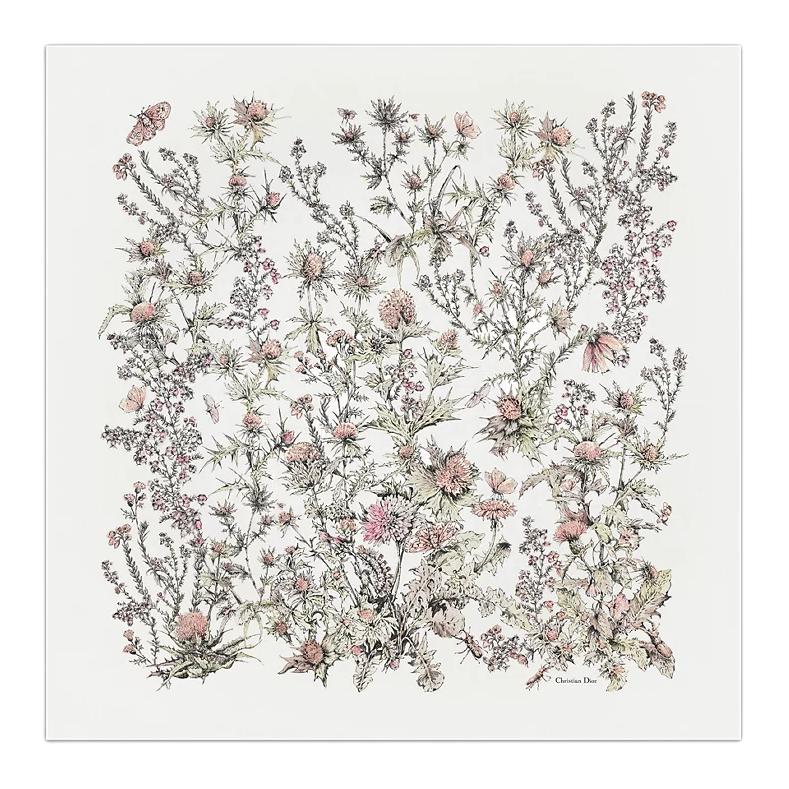 DIOR Silk, Metallic Polyester Silk Scarves Women's White