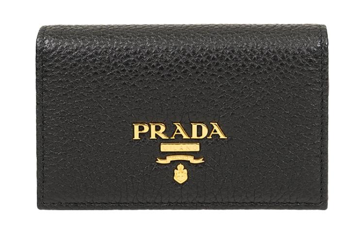 PRADA Cow Leather Wallets Card Holders Regular Unisex Black