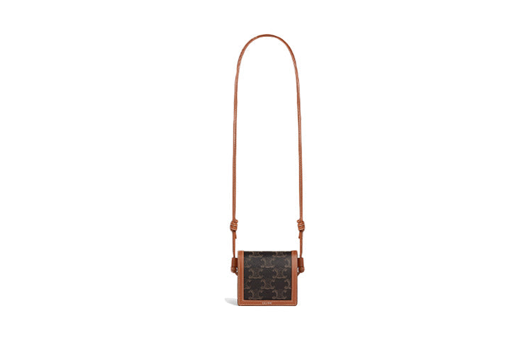 CELINE Cow Leather Shoulder Bag Crossbody Bag Wallet Regular Men's Tawny