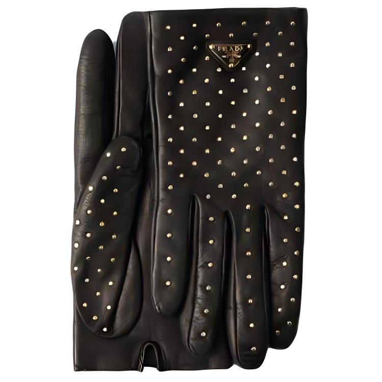 PRADA Brass Gloves Women's Black