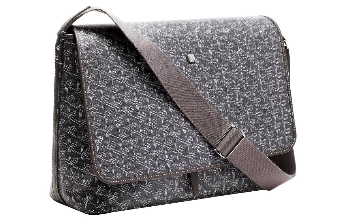 GOYARD CAPETIEN Canvas With Leather Envelope Bag Messenger Bag Crossbody Bag Shoulder Bag Medium Size Unisex Gray