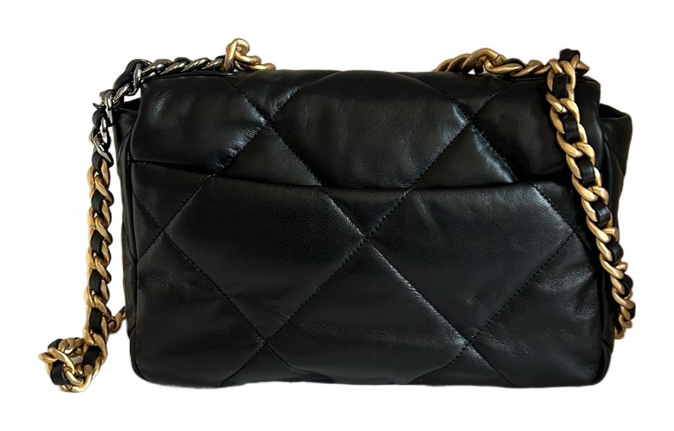 CHANEL 19Bag Sheepskin Shoulder Bag Crossbody Bag Small Size Women's Black