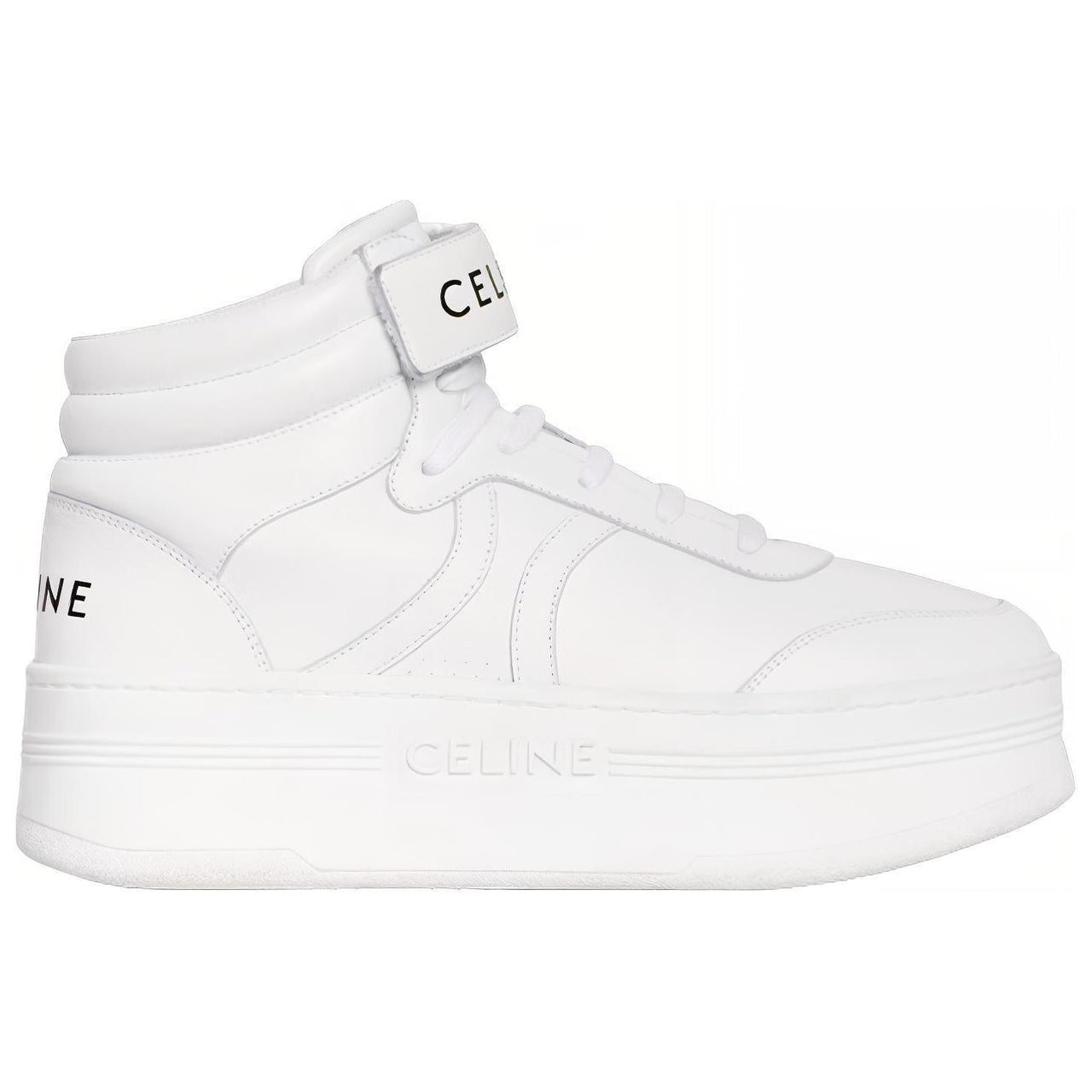 CELINE Block High Top Stylish Skateboarding Shoes Women's White