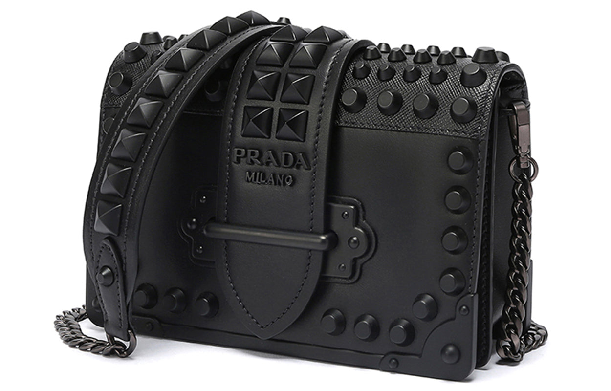 PRADA Cow Leather Crossbody Bag Women's Black