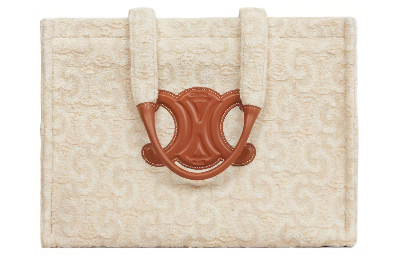 CELINE Cabas Thais Fabric Tote Bag, Shopping Bag, Handbag Tubas Women's Natural & Tan