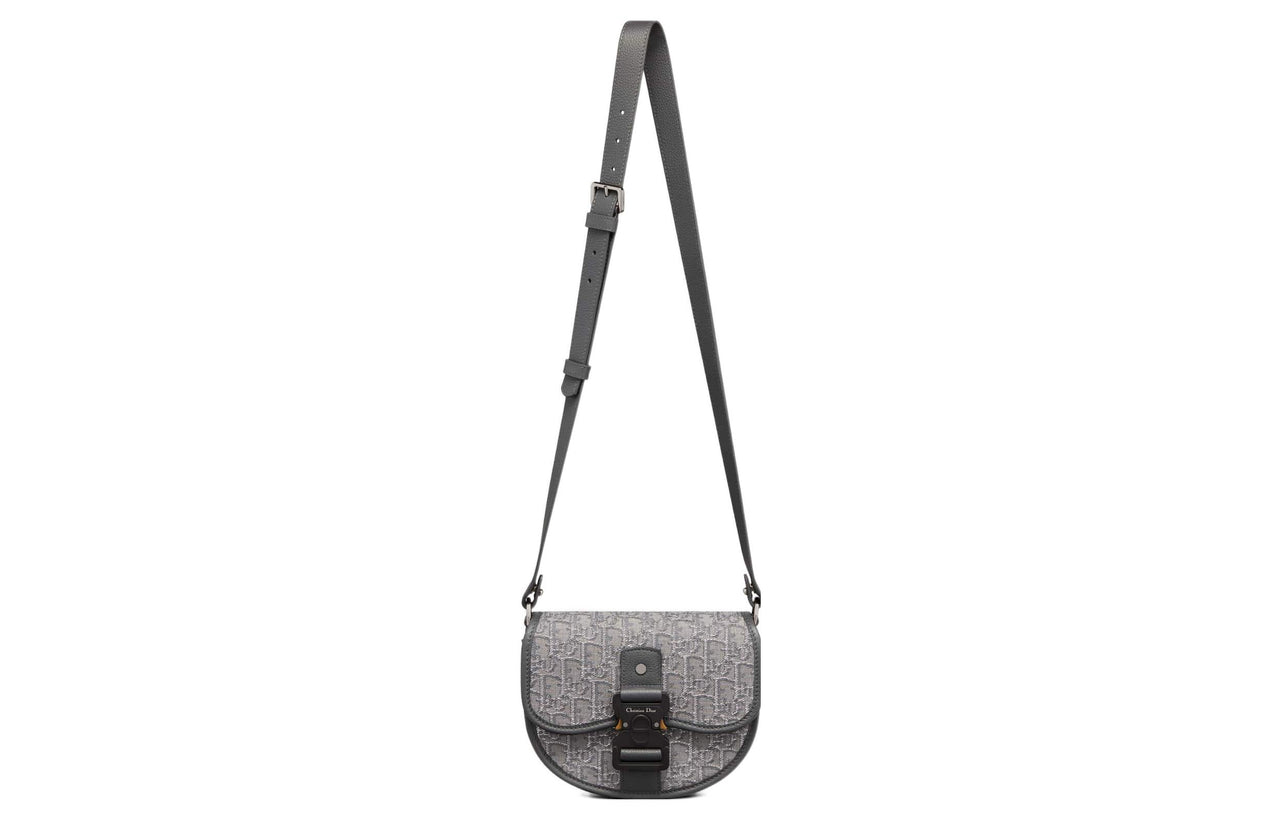 DIOR Oblique Print With Grain Cow Leather Messenger Bag, Shoulder Bag, Crossbody Bag Mini Men's Metallic