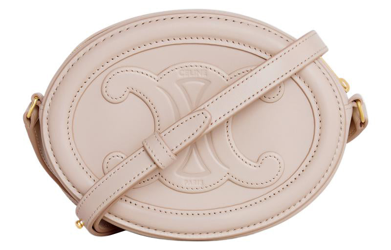 CELINE Cuir Triomphe Smooth Calf Leather Mooncake Bag Wallet Shoulder Bag Crossbody Bag Regular Women's Light Pink