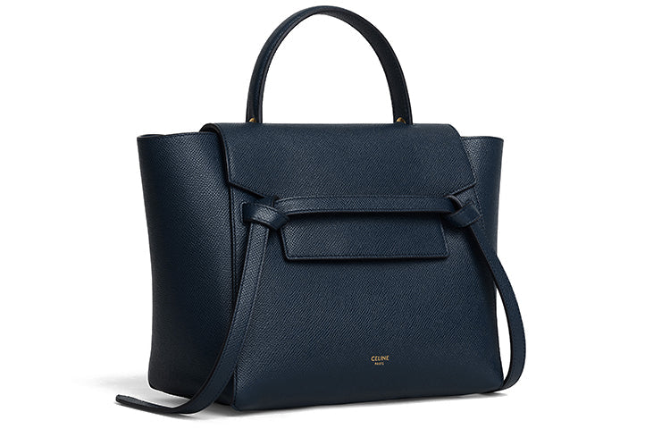 CELINE Belt Calfskin Catfish Bag Handbag Shoulder Bag Crossbody Bag Medium Size Women's Deep Navy Blue