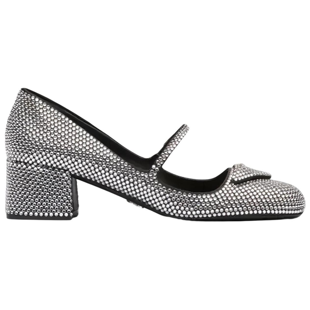 PRADA Chunky Heel Mary Jane Shoes Women's Crystal Color