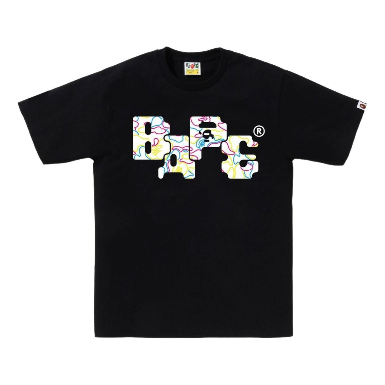 A Bathing Ape Neon Camo 8Bit Bape Logo T-Shirt 'Black' 1L30-110-041-BLK