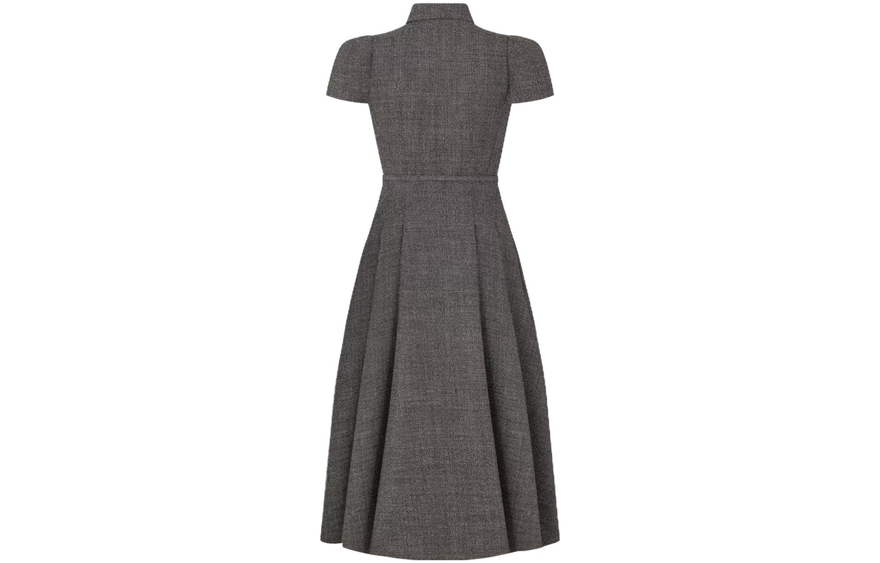 DIOR Belted Mid-Length Dress Short-Sleeved Dresses Women's Gray