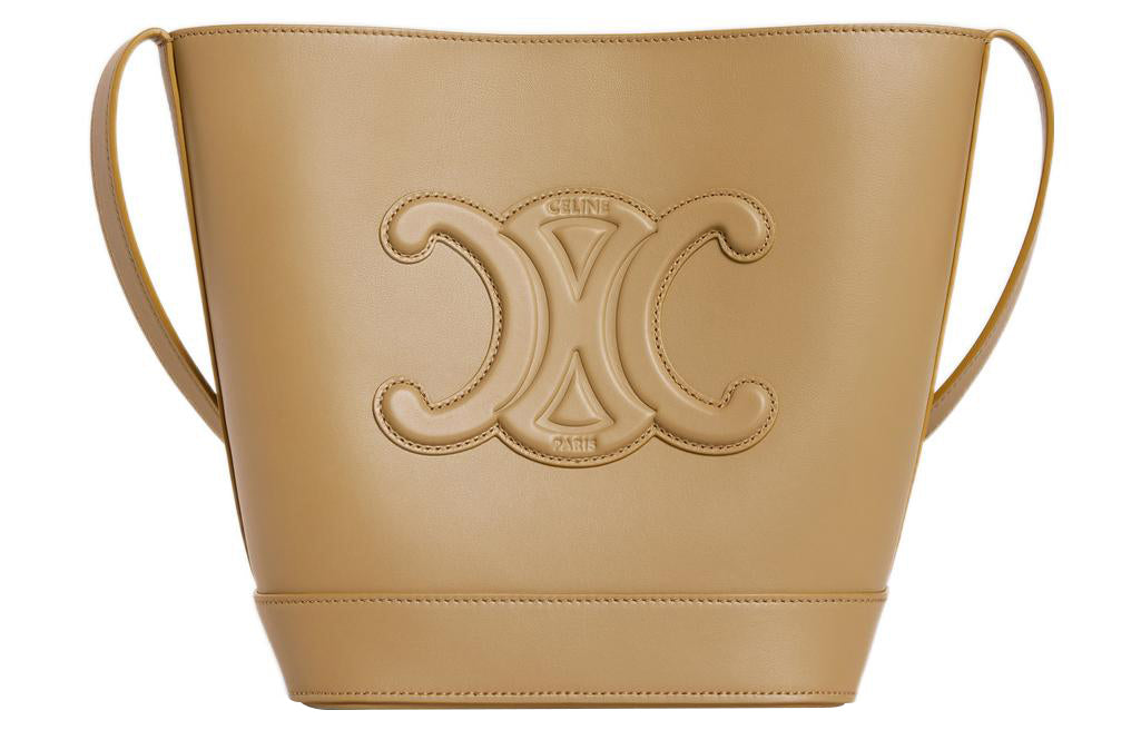CELINE Cuir Triomphe Triumph Smooth Cow Leather Bucket Bag Crossbody Bag Shoulder Bag Women's Olive Yellow
