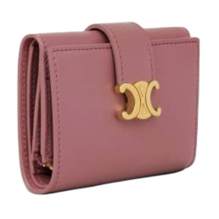 CELINE Calfskin Wallet Women's Vintage Rose