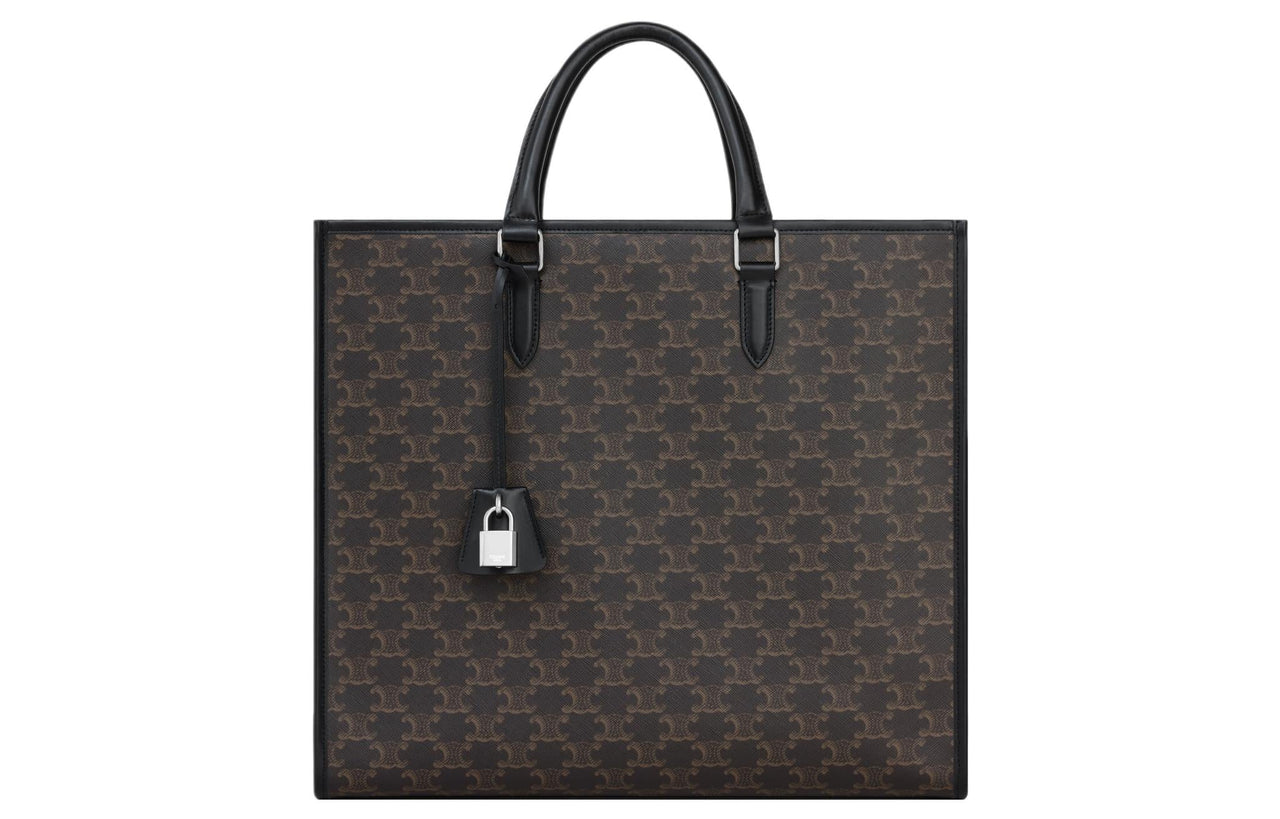 CELINE Cabas Cow Leather Tote Bag Shopping Bag Handbag Regular Men's Black