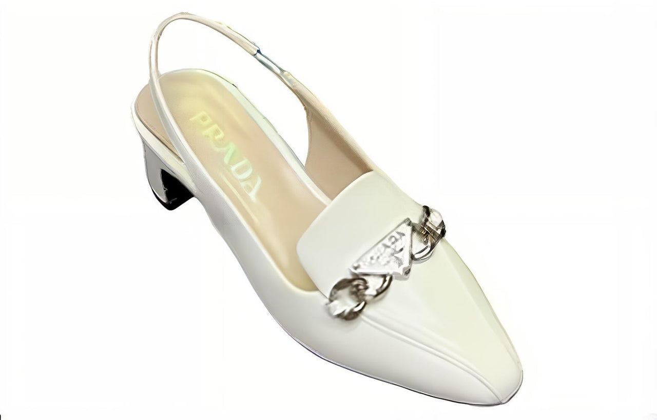 PRADA Chunky Heel High Heels 4.5cm Women's White