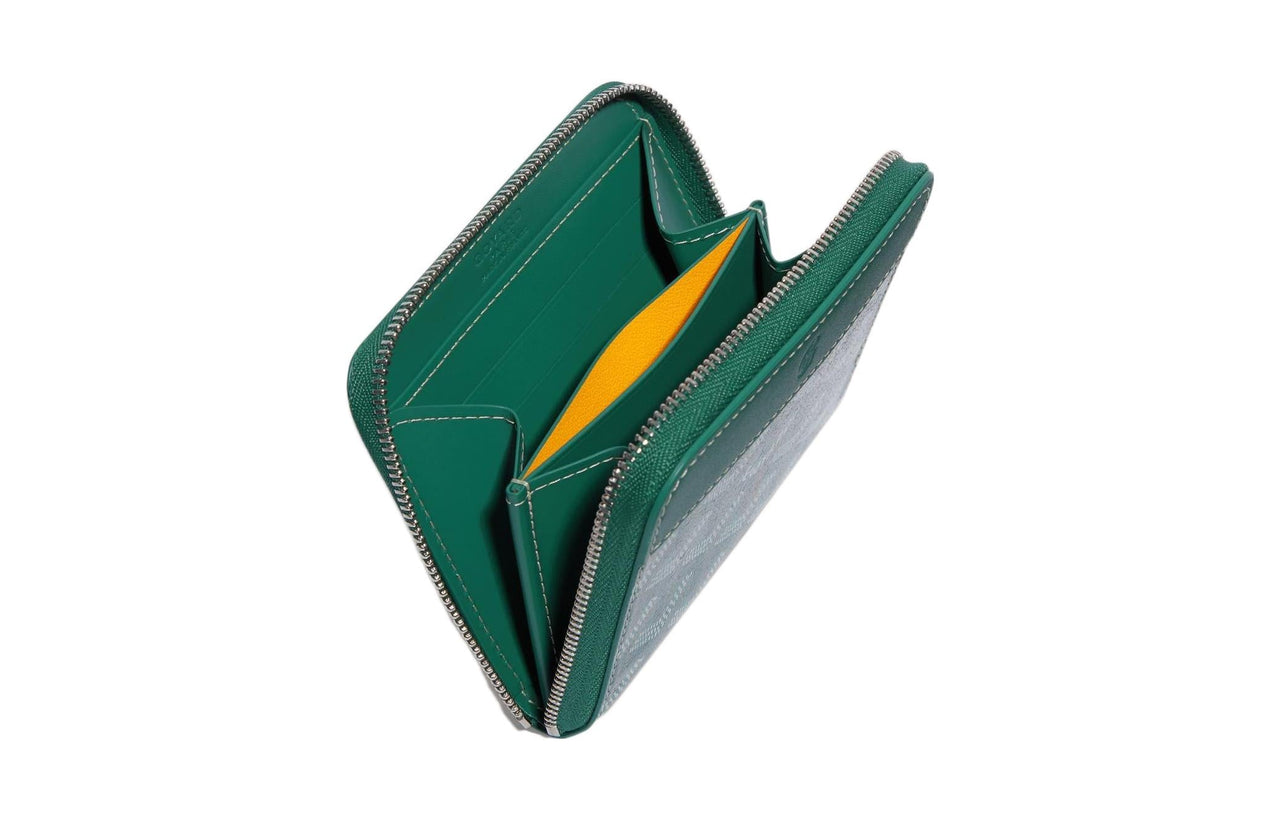 GOYARD MATIGNON Canvas With Leather Wallet Small Size Unisex Green