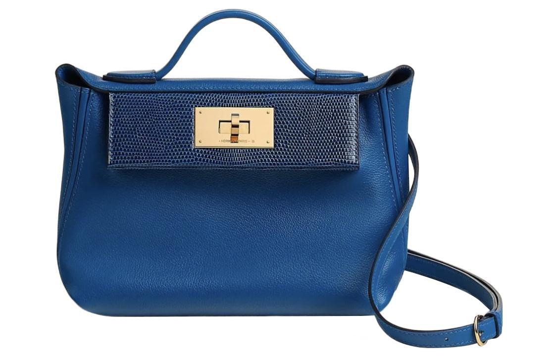 HERMES 24/24 Evercolor With Calfskin Calfskin Portable Crossbody Bag Shoulder Bag Women's Sapphire And French Blue