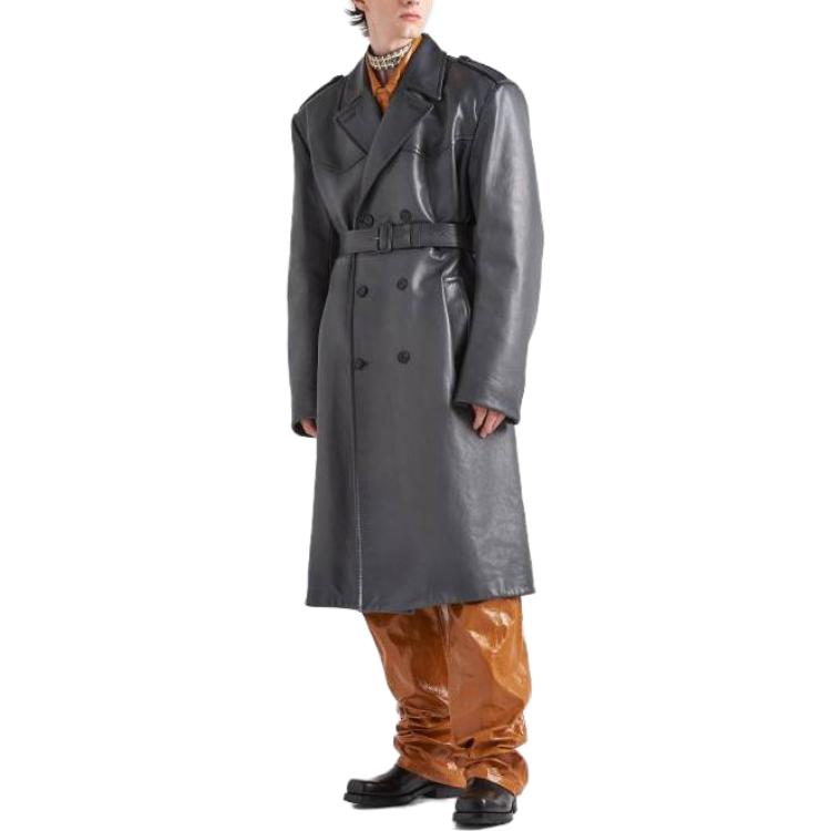 PRADA Coats Men Silver Gray
