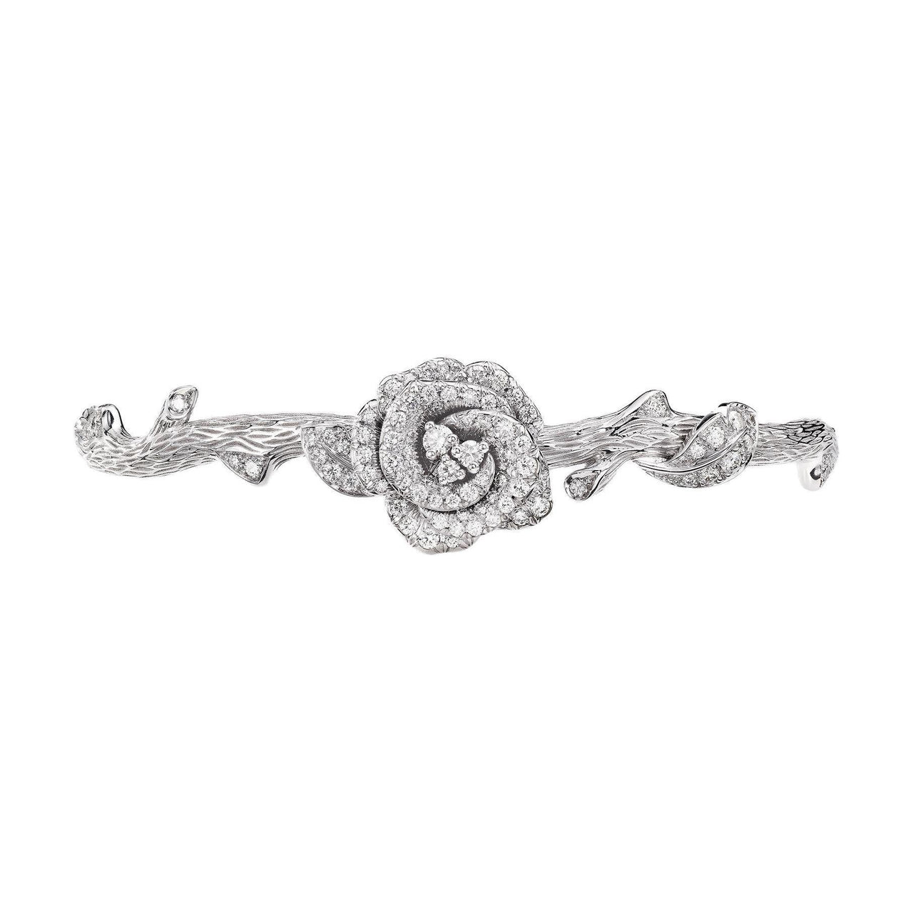 DIOR Diamond 18K Gold Bangles Unisex Silver