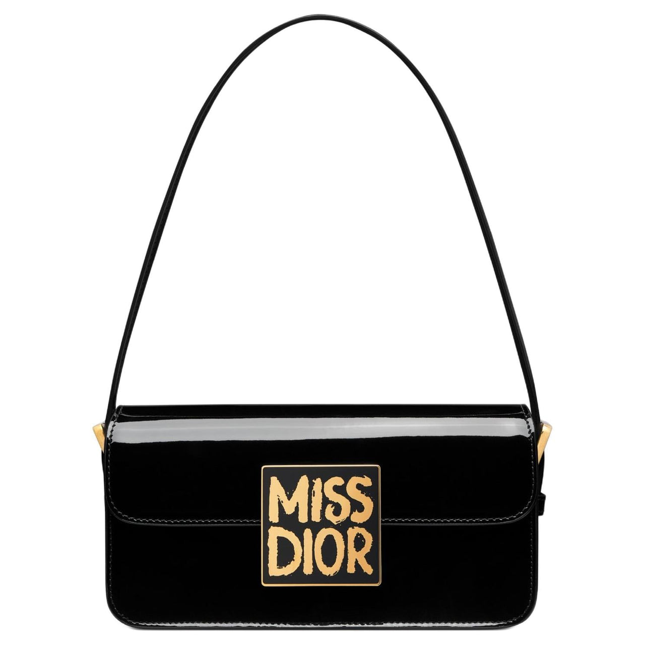 DIOR Miss Dior Patent Leather Calfskin Handbag Shoulder Bag Women's Black