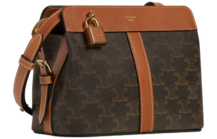 CELINE Cow Leather Handbags Shoulder Bag Crossbody Bag Women's Tawny