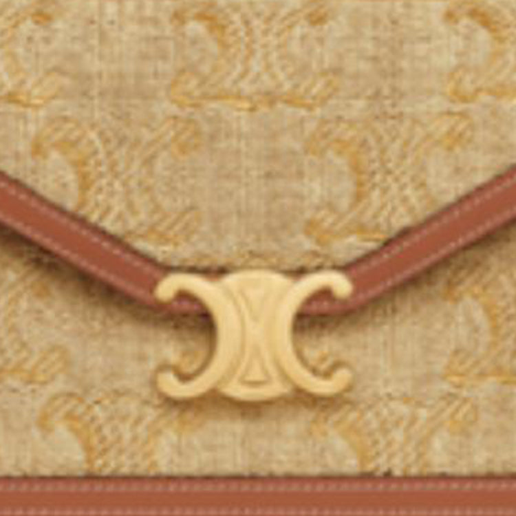 CELINE Fabric With Calfskin Wallet Women's Natural/Gold