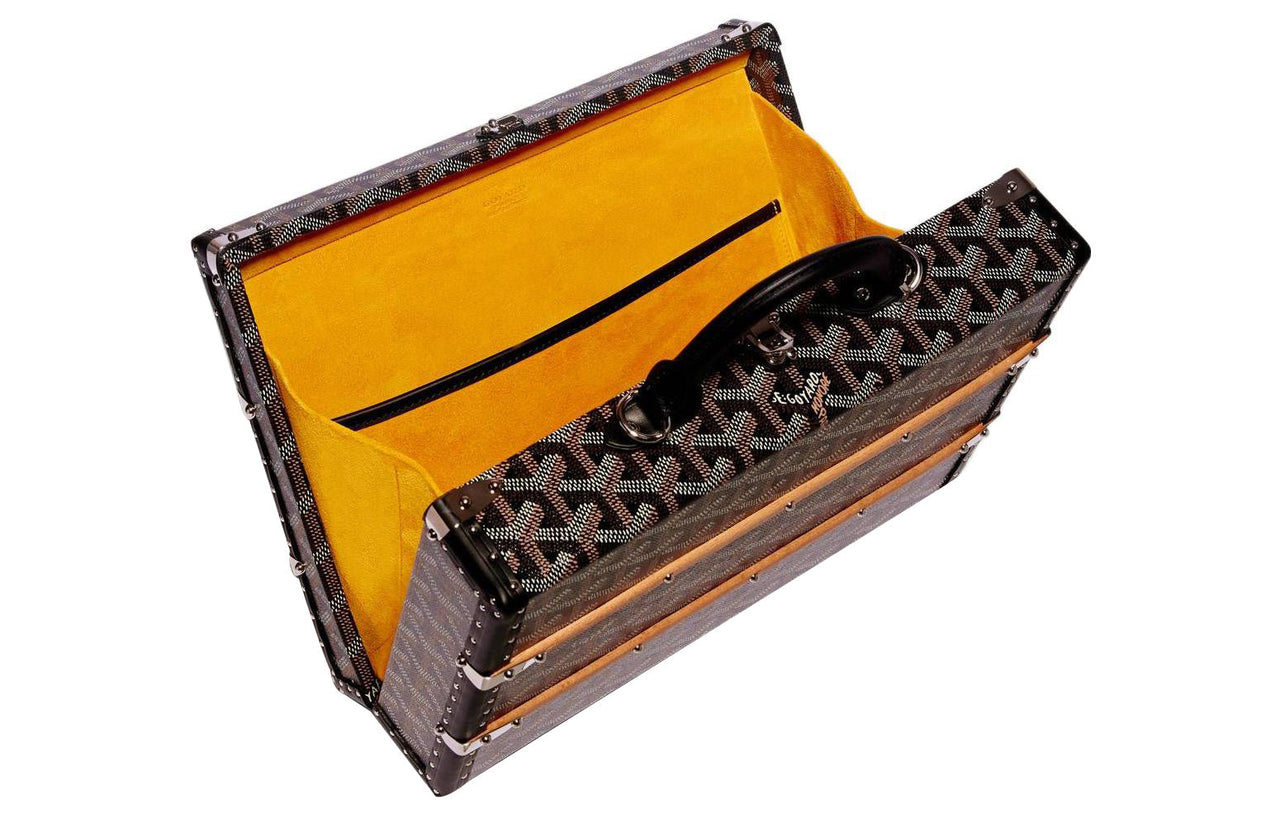 GOYARD PALACE Canvas With Leather Suitcase Hard Case Medium Size Unisex Black