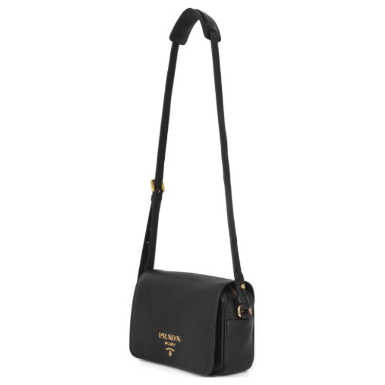 PRADA Cow Leather Shoulder Bag Women's Black