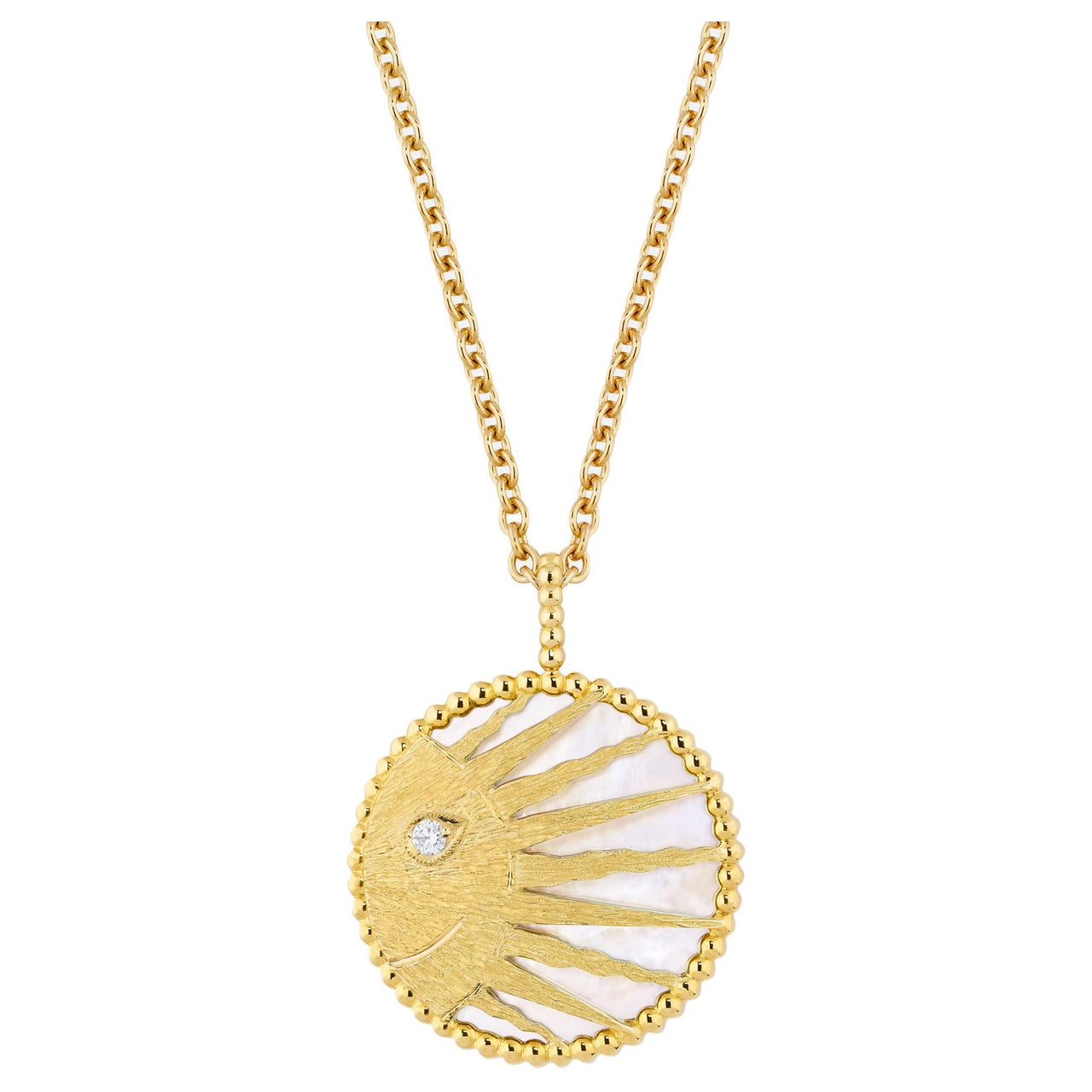 DIOR 18K Gold Diamond Mother Of Pearl Onyx Necklaces Women's Gold