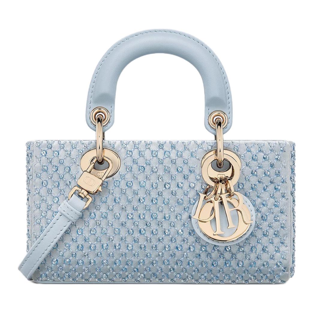 DIOR Lady D Joy Calfskin Lady Dior Bag, Shoulder Bag, Crossbody Bag, Handbag Extra Mini Women's Light Blue