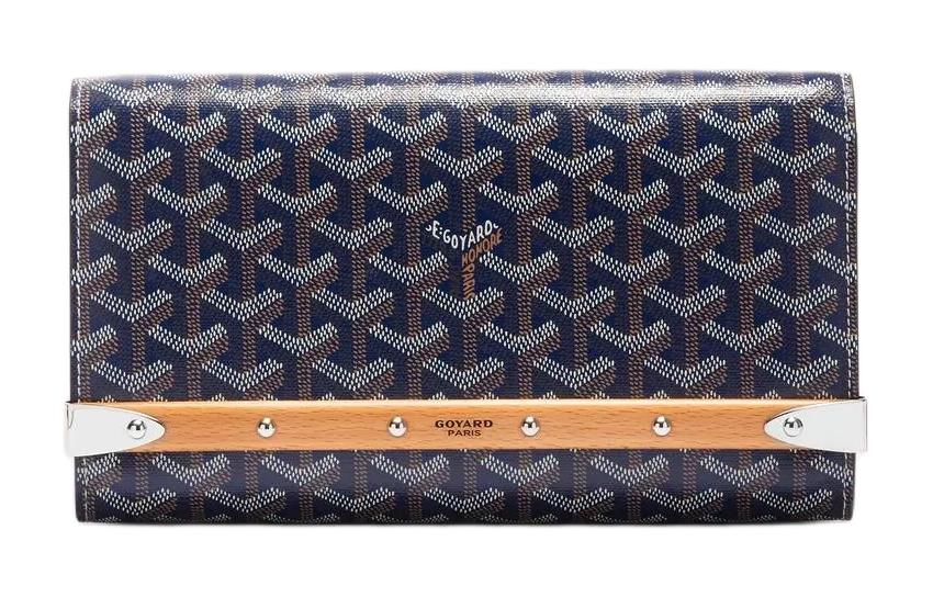 GOYARD MONTE-CARLO Canvas With Calfskin Clutch Bag Over The Shoulder Small Size Unisex Dark Blue
