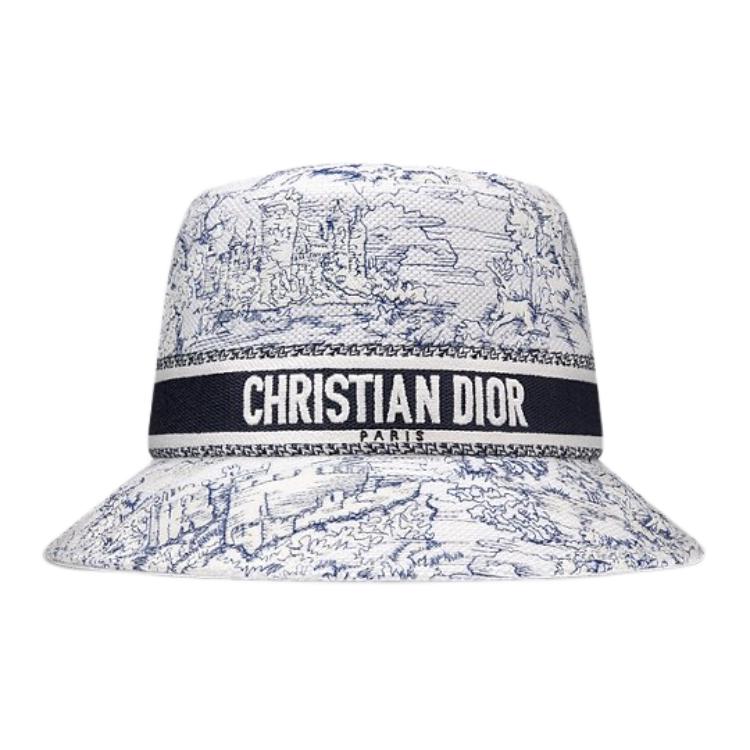 DIOR Cotton Bucket Hats Unisex White Blue