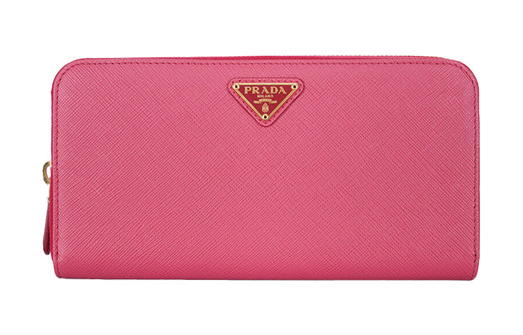 PRADA Cow Leather Clutches Wallets Women's Rose Red