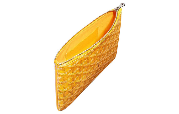 GOYARD SENAT Canvas With Leather Toiletry Bags Storage Bags Clutches Small Size Unisex Yellow