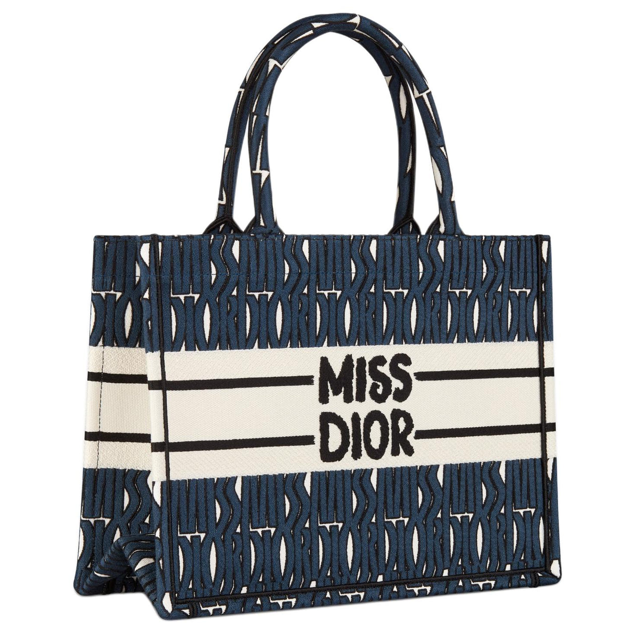DIOR BookToteMiss Dior Embroidery Tote Bag, Shopping Bag, Handbag Medium Size Women's Dark Blue