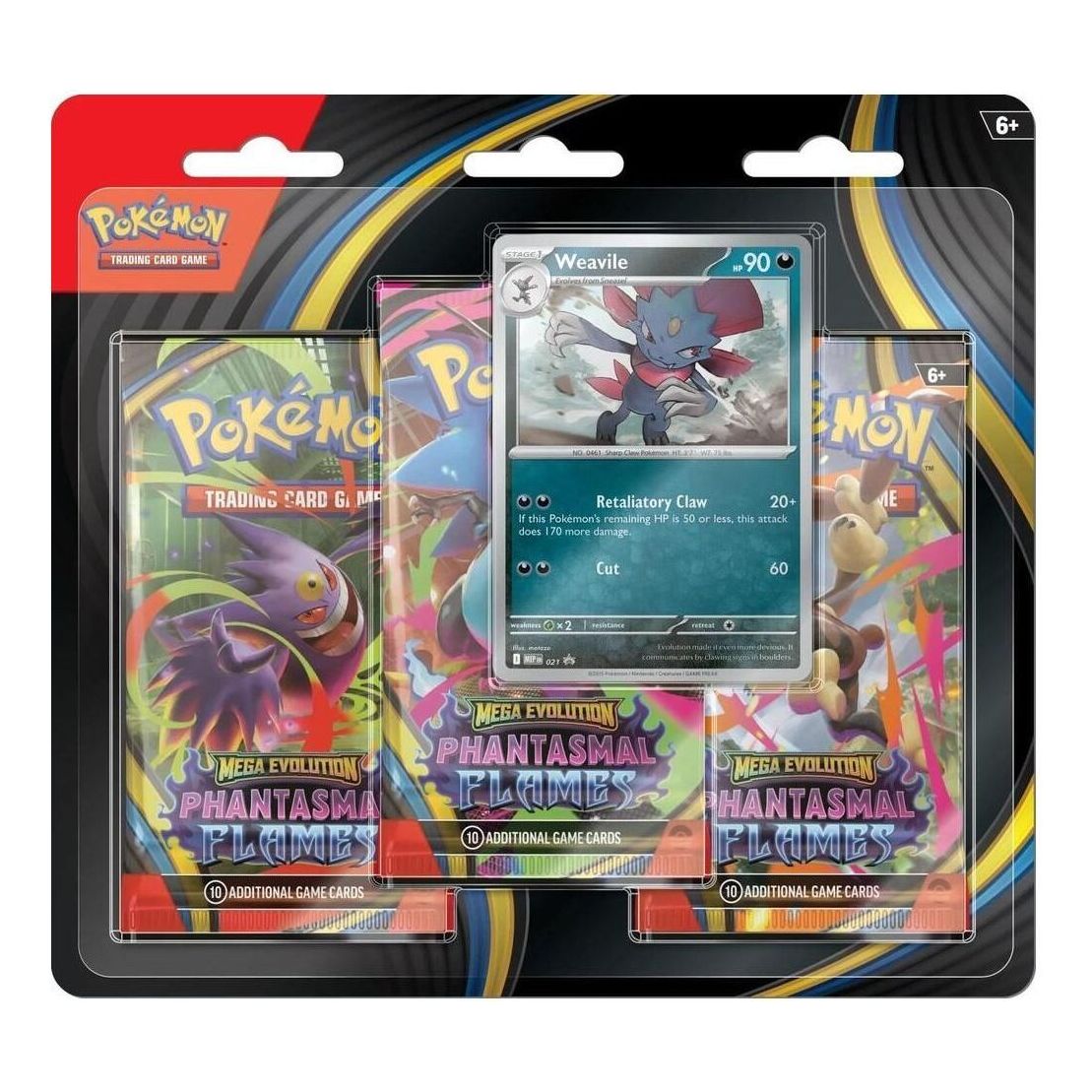 Pokemon Card Eng. 2025 Pokemon ME02: Phantasmal Flames 3 Packs Blister 'Weavile' 10-10187-122